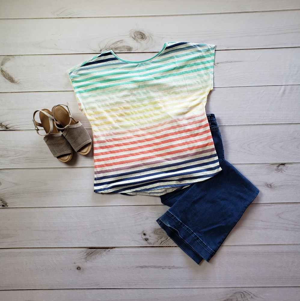 Rainbow Stripe Back Twist Top